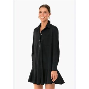 TUCKERNUCK CALLAHAN SHIRT DRESS PREPPY CHIC RUFFLE HEM SWING STYLE COTTON BLD XS